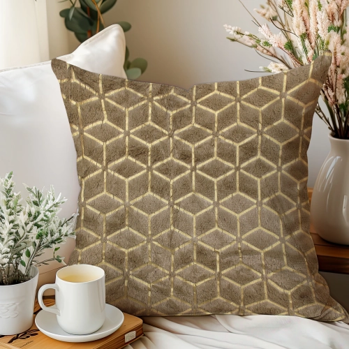 POSZEWKA DEKORACYJNA 40x40cm JASIEK GEOMETRYCZNY OZDOBNA WŁOCHACZ