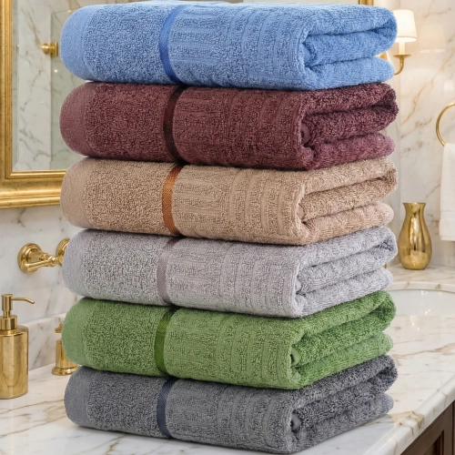 LUKSUSOWY KOMPLET 6 RĘCZNIKÓW KĄPIELOWYCH 70x140 BAWEŁNA FROTTE CHŁONNE