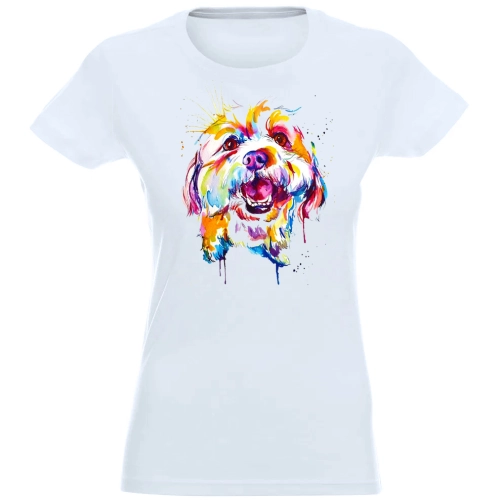 T-SHIRT KOSZULKA DAMSKA NADRUK KOLOR PIES