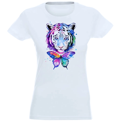 T-SHIRT KOSZULKA DAMSKA NADRUK KOLOR TYGRYS