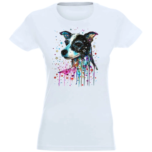 T-SHIRT KOSZULKA DAMSKA NADRUK PIES KOLOR