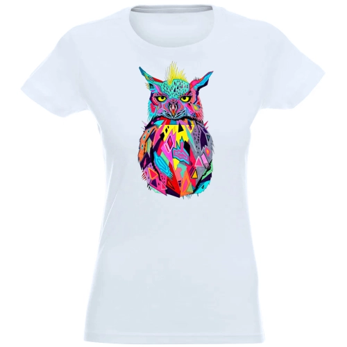 T-SHIRT KOSZULKA DAMSKA NADRUK KOLOR SOWA
