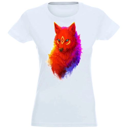 T-SHIRT KOSZULKA DAMSKA NADRUK KOLOR WILK