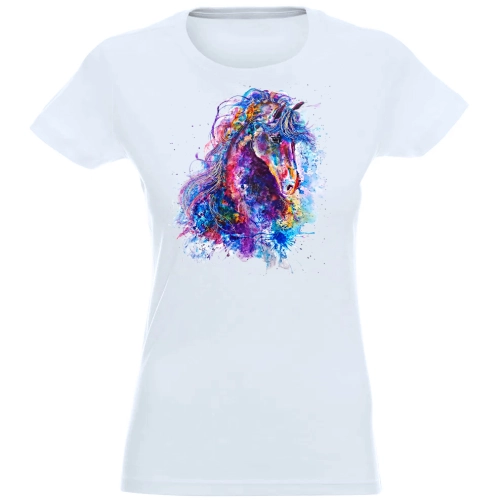 T-SHIRT KOSZULKA DAMSKA NADRUK KOLOR KOŃ