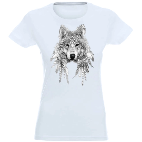 T-SHIRT KOSZULKA DAMSKA NADRUK SZARY WILK