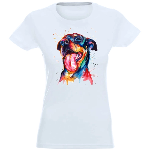 T-SHIRT KOSZULKA DAMSKA NADRUK KOLOR PIES