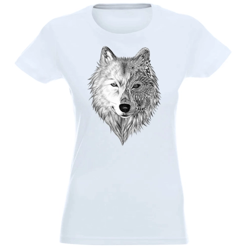 T-SHIRT KOSZULKA DAMSKA NADRUK SZARY WILK