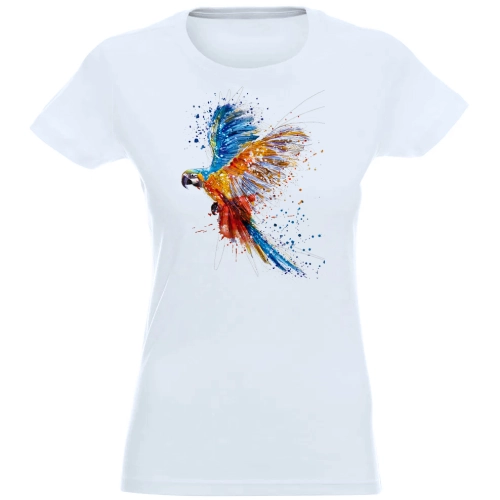 T-SHIRT KOSZULKA DAMSKA NADRUK KOLOR PAPUGA