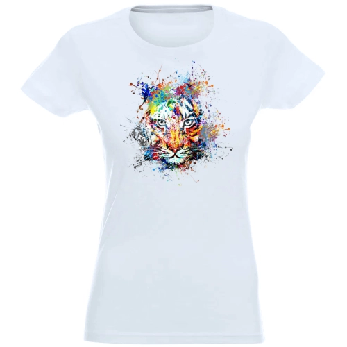 T-SHIRT KOSZULKA DAMSKA NADRUK KOLOR TYGRYS