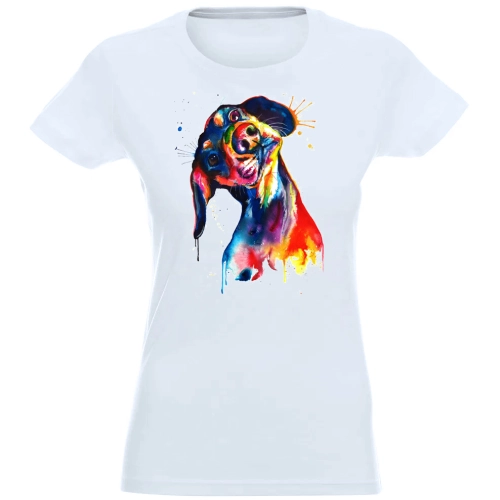 T-SHIRT KOSZULKA DAMSKA NADRUK KOLOR PIES