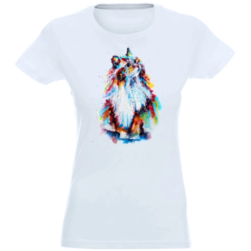 T-SHIRT KOSZULKA DAMSKA NADRUK KOLOR KOT