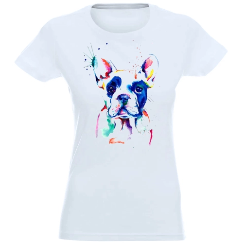 T-SHIRT KOSZULKA DAMSKA NADRUK PIES BULDOG