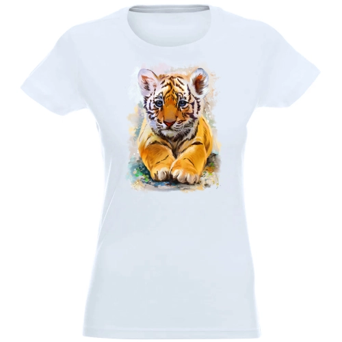 T-SHIRT KOSZULKA DAMSKA NADRUK MAŁY TYGRYS