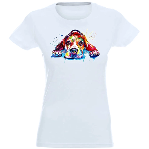 T-SHIRT KOSZULKA DAMSKA NADRUK KOLOR PIES