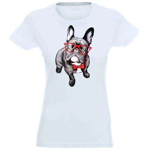 T-SHIRT KOSZULKA DAMSKA NADRUK CZARNY BULDOG