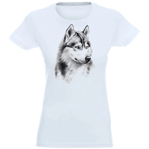 T-SHIRT KOSZULKA DAMSKA Z NADRUKIEM SZARY WILK