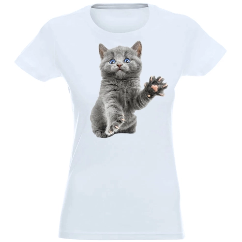 T-SHIRT KOSZULKA DAMSKA Z NADRUKIEM MAŁY KOTEK