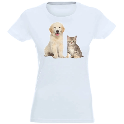 T-SHIRT KOSZULKA DAMSKA Z NADRUKIEM PIES KOTEK
