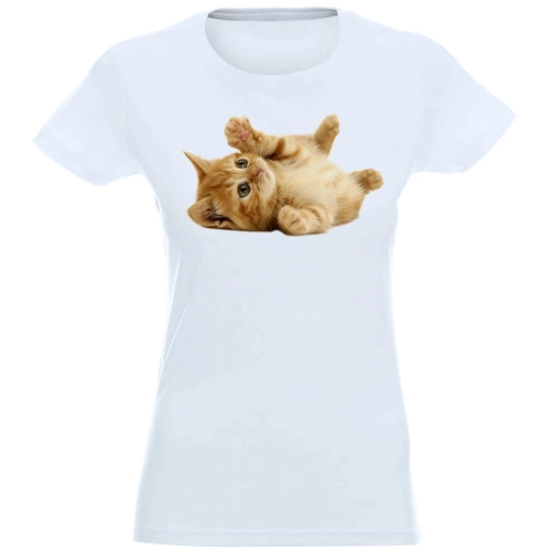 T-SHIRT KOSZULKA DAMSKA Z NADRUKIEM MAŁY KOTEK