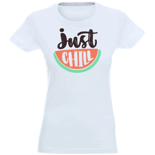 T-SHIRT KOSZULKA DAMSKA NADRUK JUST CHILL