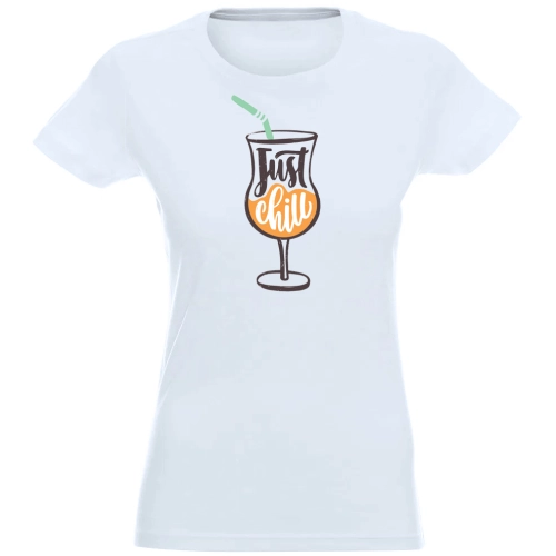 T-SHIRT KOSZULKA DAMSKA NADRUK JUST CHILL