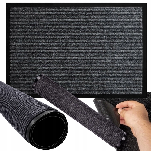 Zbliżenie na strukturę włókien syntetycznych wycieraczki, pokazujące zdolność do zbierania brudu