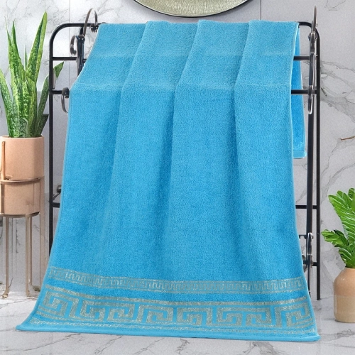 GRUBY RĘCZNIK KĄPIELOWY VENTO 70x140 cm PREMIUM Z BORDIURĄ CHŁONNY TURKUS