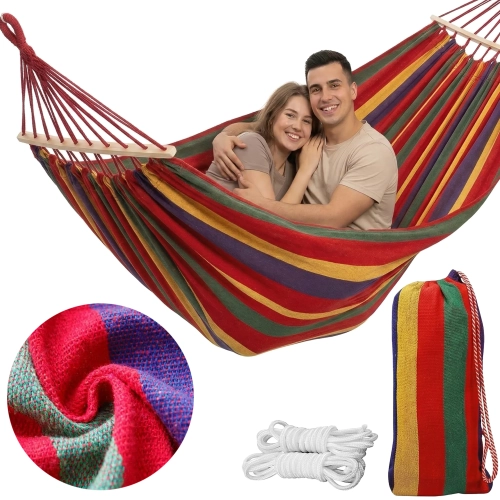 Zestaw hamak 2-osobowy z pokrowcem i linkami mocującymi