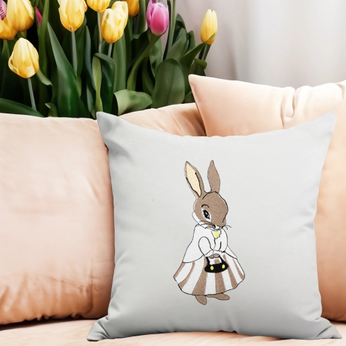 POSZEWKA DEKORACYJNA WELUROWA 40x40 Z HAFTEM WIELKANOCNA VELVET ZAJĄCZEK