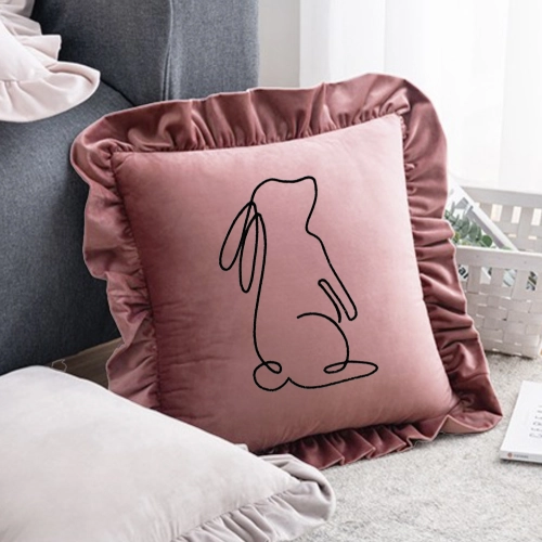 POSZEWKA DEKORACYJNA WIELKANOCNA Z HAFTEM 40x40 VELVET Z FALBANKĄ ZAJĄCZEK