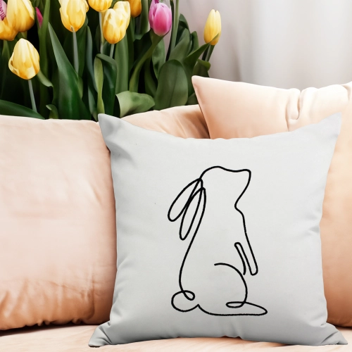 POSZEWKA DEKORACYJNA WELUROWA 40x40 Z HAFTEM WIELKANOCNA VELVET ZAJĄCZEK