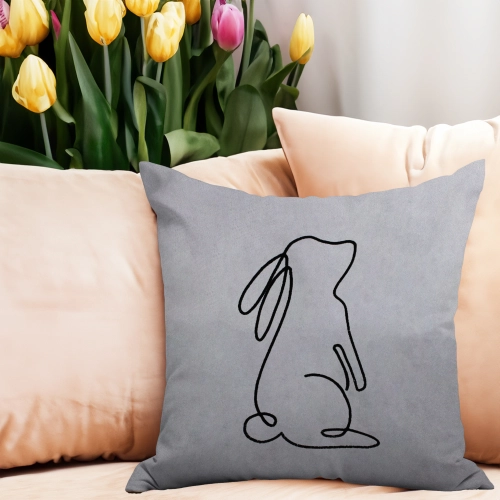 POSZEWKA DEKORACYJNA WELUROWA 40x40 Z HAFTEM WIELKANOCNA VELVET ZAJĄCZEK