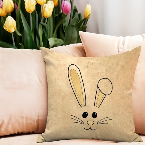 POSZEWKA DEKORACYJNA WELUROWA 40x40 Z HAFTEM WIELKANOCNA VELVET ZAJĄCZEK