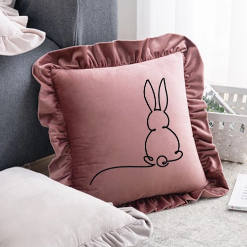 POSZEWKA DEKORACYJNA WIELKANOCNA Z HAFTEM 40x40 VELVET Z FALBANKĄ ZAJĄCZEK