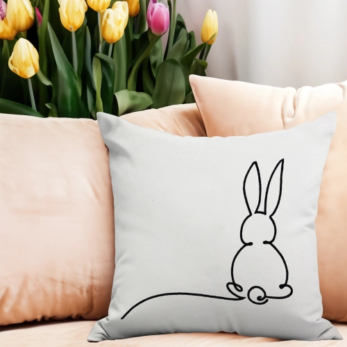 POSZEWKA DEKORACYJNA WELUROWA 40x40 Z HAFTEM WIELKANOCNA VELVET ZAJĄCZEK