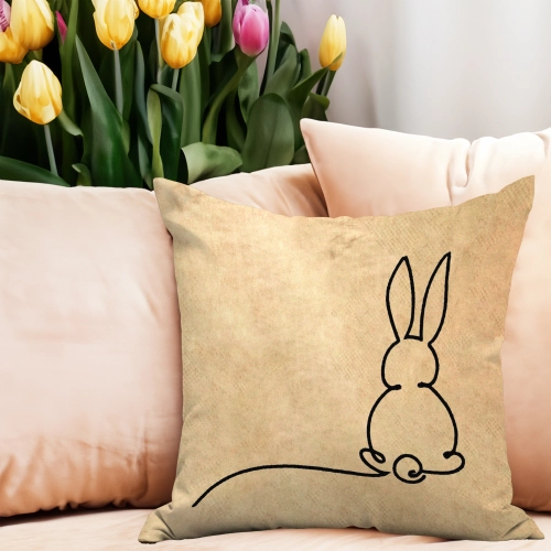 POSZEWKA DEKORACYJNA WELUROWA 40x40 Z HAFTEM WIELKANOCNA VELVET ZAJĄCZEK