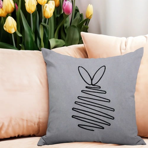 POSZEWKA DEKORACYJNA WELUROWA 40x40 Z HAFTEM WIELKANOCNA VELVET PISANKA