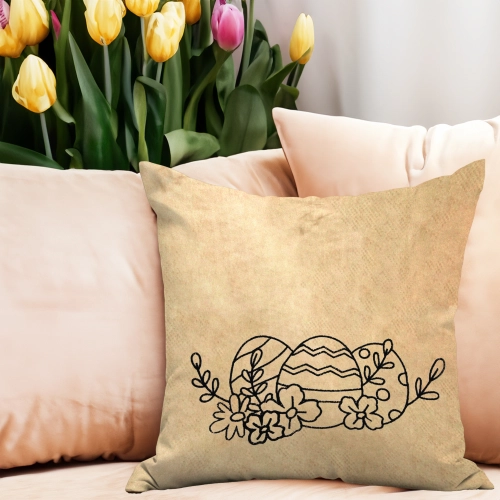 POSZEWKA DEKORACYJNA WELUROWA 40x40 Z HAFTEM WIELKANOCNA VELVET PISANKA