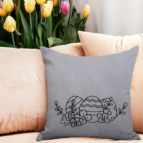 POSZEWKA DEKORACYJNA WELUROWA 40x40 Z HAFTEM WIELKANOCNA VELVET PISANKA