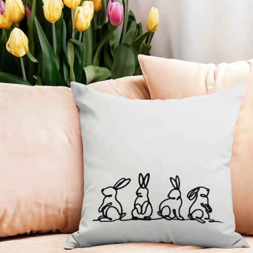 POSZEWKA DEKORACYJNA WELUROWA 40x40 Z HAFTEM WIELKANOCNA VELVET ZAJĄCZEK