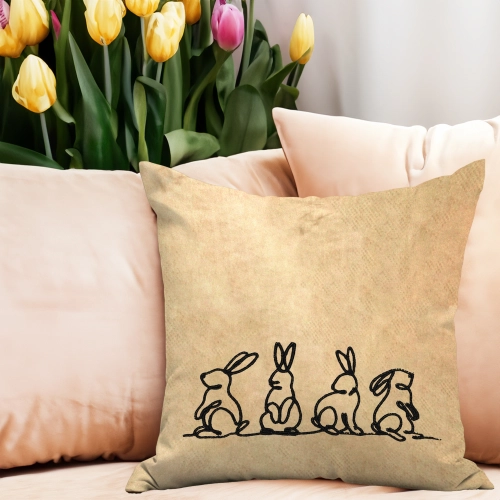 POSZEWKA DEKORACYJNA WELUROWA 40x40 Z HAFTEM WIELKANOCNA VELVET ZAJĄCZEK