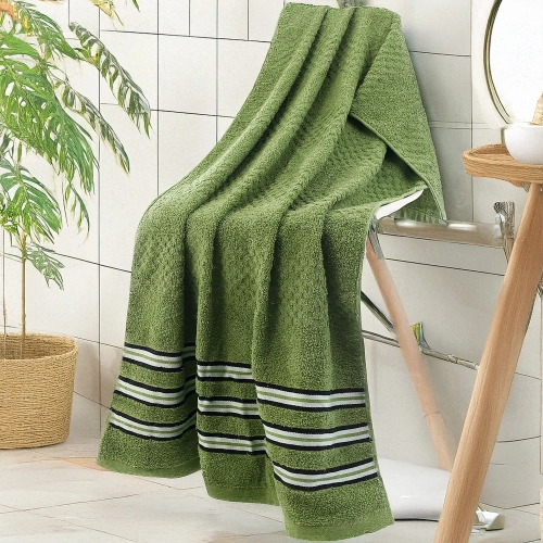 GRUBY RĘCZNIK KĄPIELOWY ZEFIRO 50x100 cm PREMIUM Z BORDIURĄ CHŁONNY OLIWKA