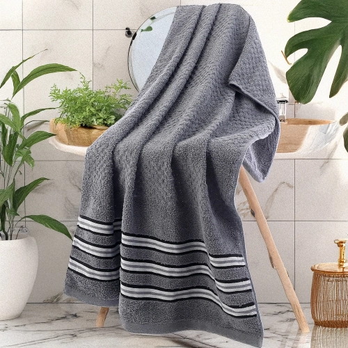 GRUBY RĘCZNIK KĄPIELOWY ZEFIRO 50x100 cm PREMIUM Z BORDIURĄ CHŁONNY SZARY