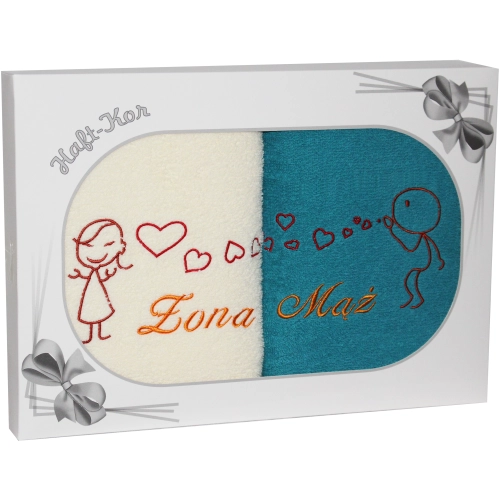 PREZENT ŚLUBNY ZESTAW DWÓCH RĘCZNIKÓW