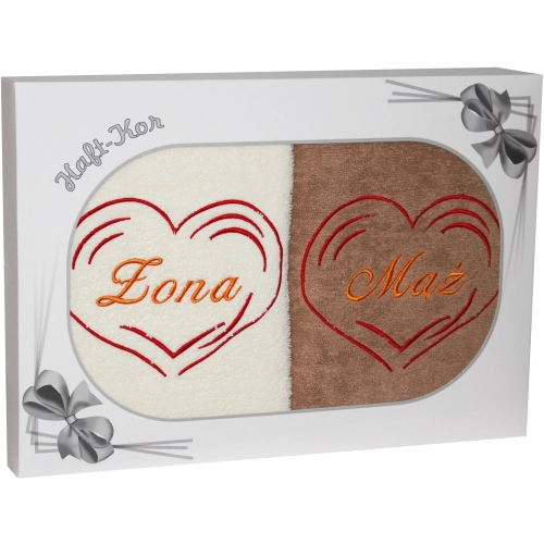 PREZENT ŚLUBNY ZESTAW DWÓCH RĘCZNIKÓW