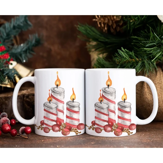 ŚWIĄTECZNY KOMPLET KUBKÓW 330ml NA PREZENT MIKOŁAJ ZESTAW W PUDEŁKU DRUK