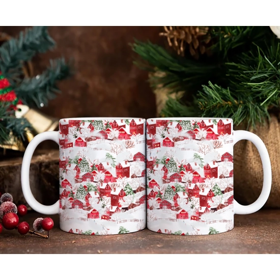 ŚWIĄTECZNY KOMPLET KUBKÓW 330ml NA PREZENT MIKOŁAJ ZESTAW W PUDEŁKU DRUK