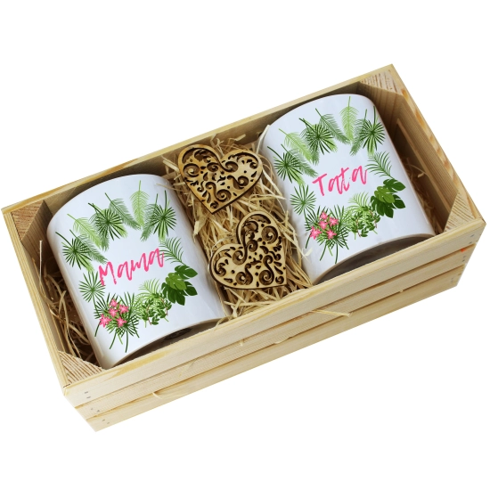 PREZENT DLA MAMY I TATY KUBKI W OZDOBNEJ SKRZYNCE