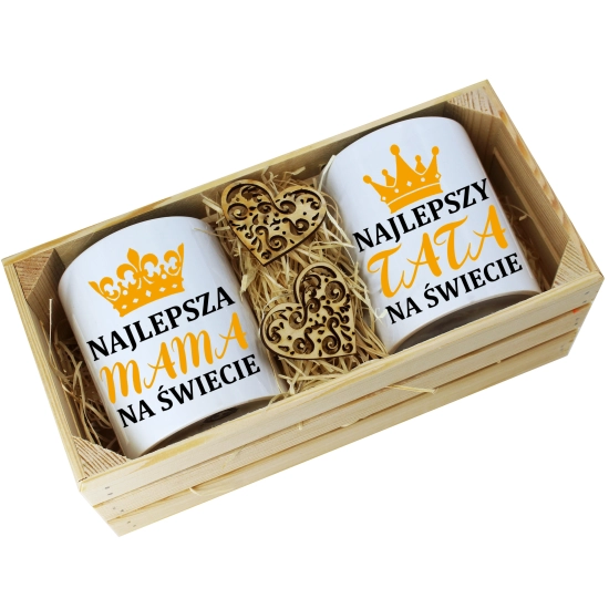 PREZENT DLA MAMY I TATY KUBKI W OZDOBNEJ SKRZYNCE