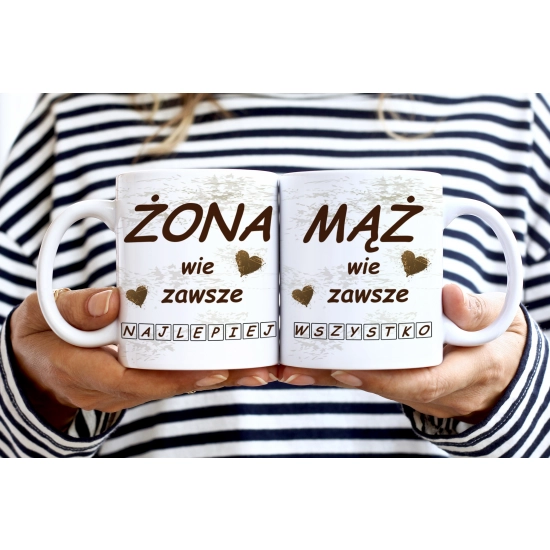 PREZENT ŚLUBNY ZESTAW RĘCZNIKI + KUBKI ŻONA i MĄŻ